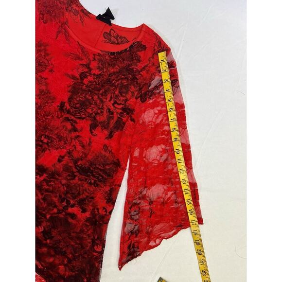 Elegant Vintage Brittany Black Red Lace Women's Top Size M Wimsigoth Romantic - Picture 13 of 13